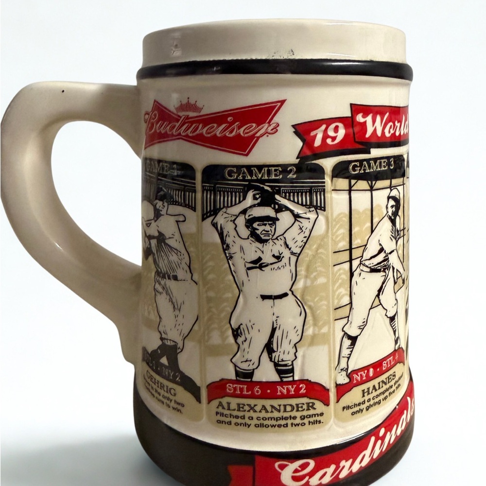 Budweiser Cream and Red Cardinals World Series Ceramic Stein